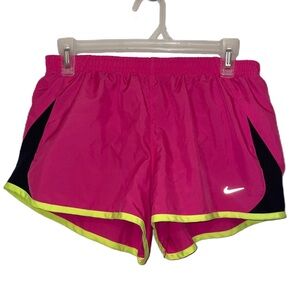 Nike Dri Fit Tempo Athletic Running Shorts Pink Black Yellow Womens Size medium